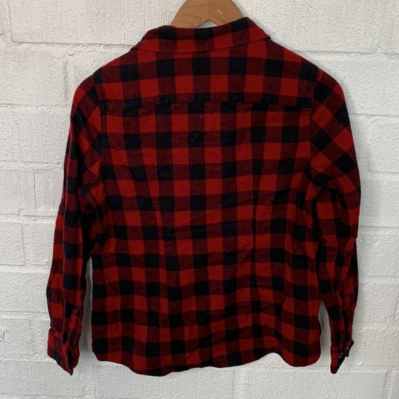 L.L. Bean Flannel Button Down Red Slightly Fitted Blouse size Small Petite - Picture 4 of 5
